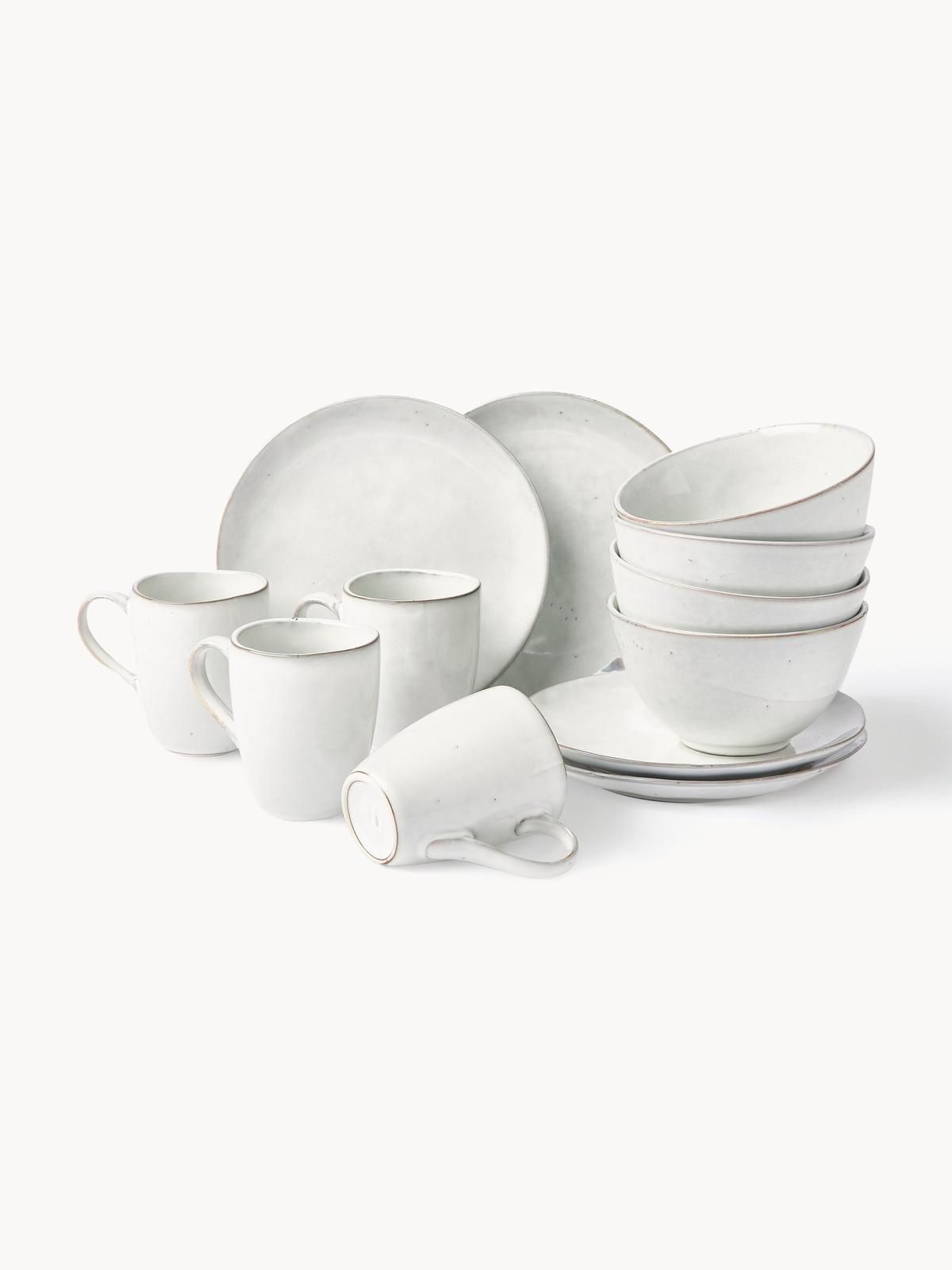 Handgemachtes Frühstücks-Set Nordic Sand, 4 Personen (12-tlg.)