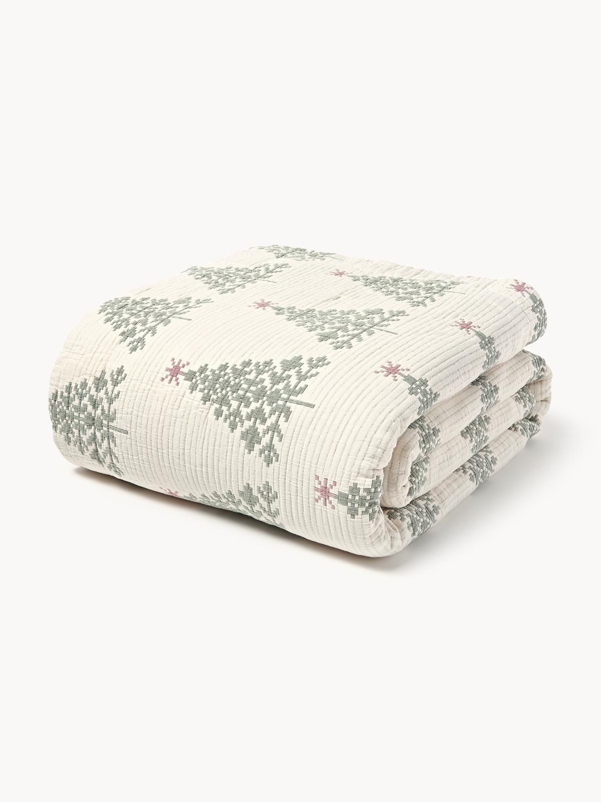 Jacquard-Tagesdecke Cianna mit Weihnachtsmuster