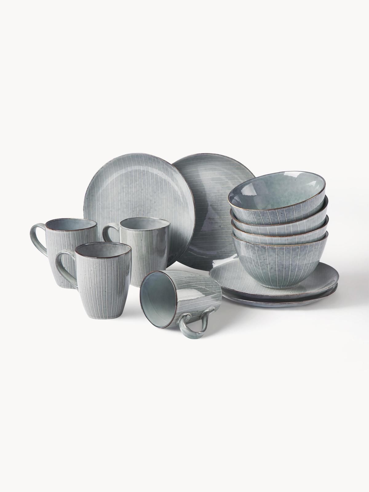 Handgemachtes Frühstücks-Set Nordic Sea, 4 Personen (12-tlg.)