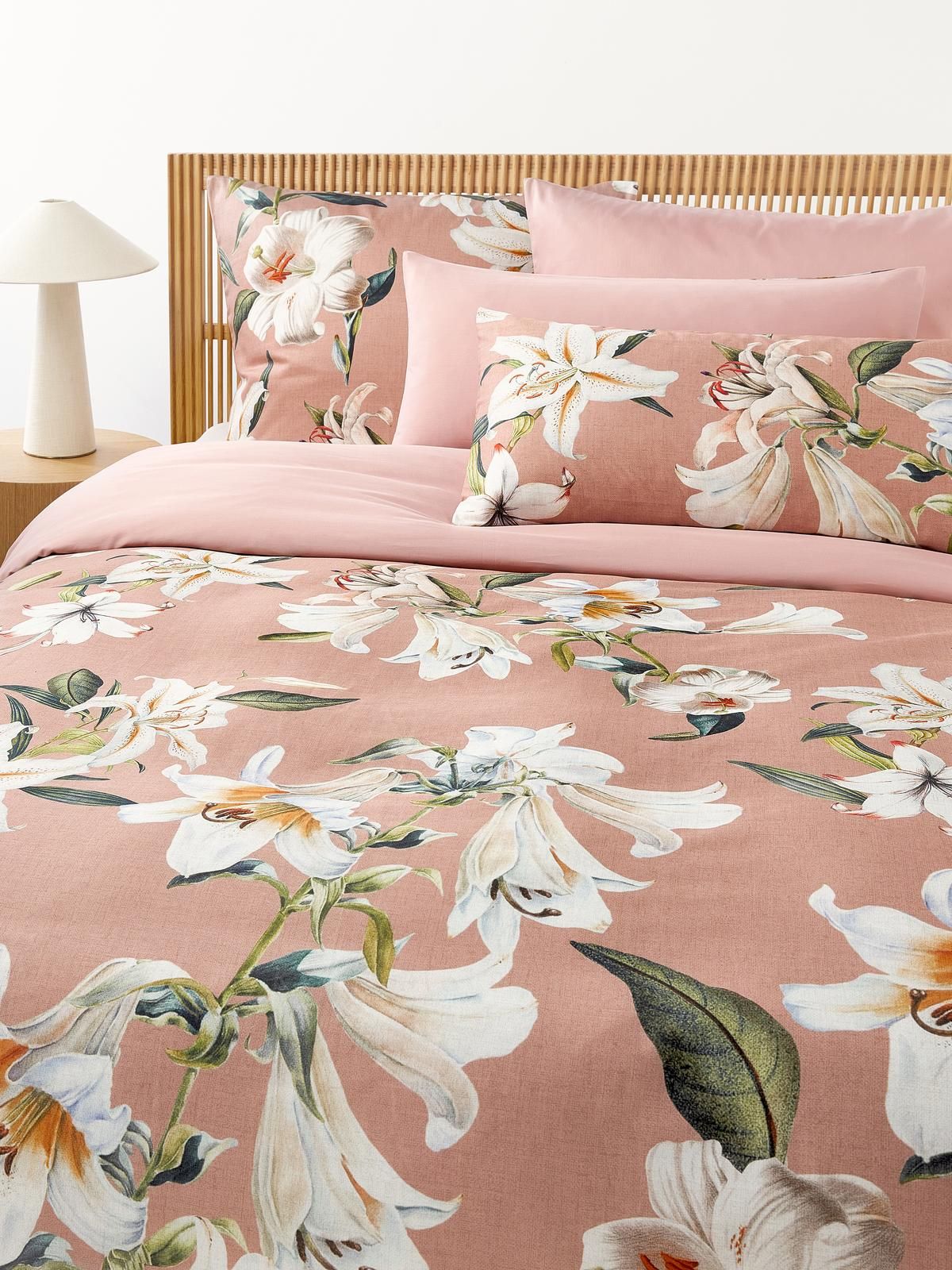 Baumwollsatin-Bettdeckenbezug Flori mit Blumen-Print