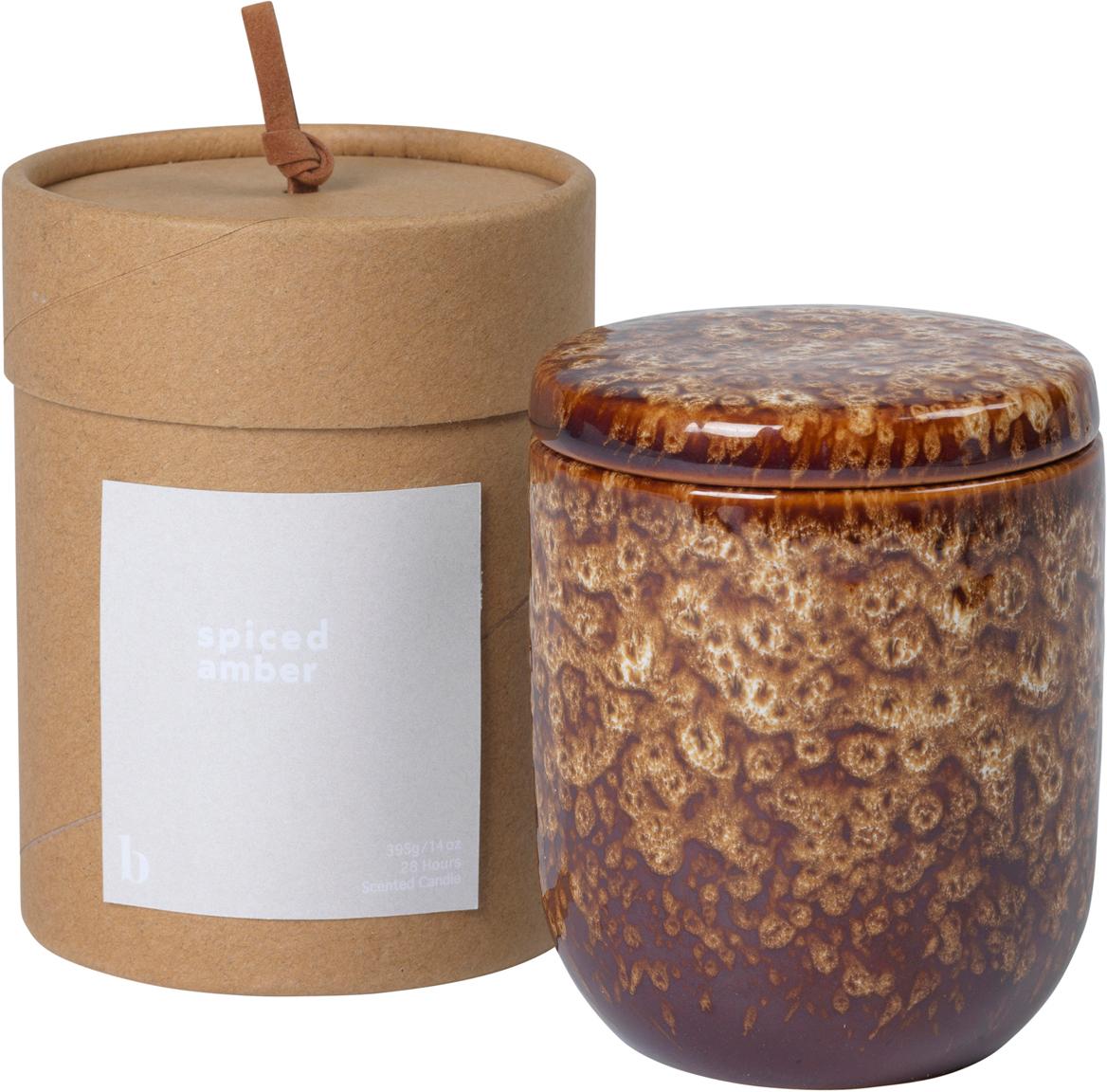 Duftkerze Spiced Amber (Ambra), Behälter: Keramik, Brauntöne, Ø 8 x H 9 cm