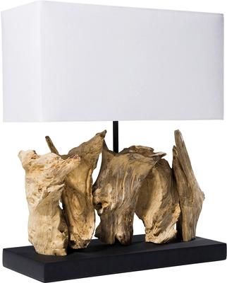 Lampada da tavolo con decorazione in legno Nature