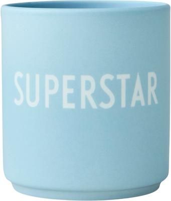Design Becher Favourite SUPERSTAR in Blau mit Schriftzug