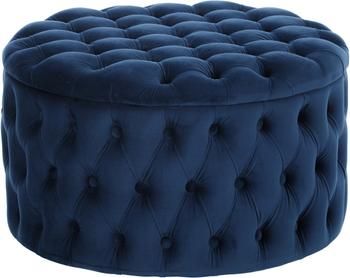 Pouf coffre XL velours bleu foncé Chiara