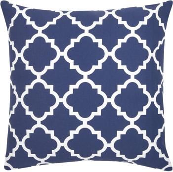 Kussenhoes Lana in marineblauw met grafisch patroon