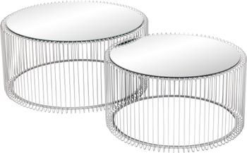 Metall-Couchtisch 2er-Set Wire mit Glasplatte