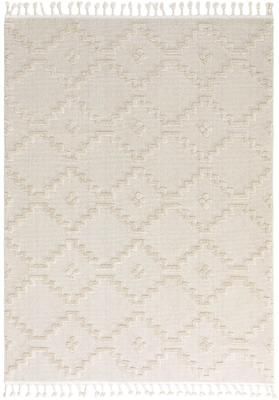 Teppich Oyo in Creme mit Hoch-Tief-Muster im Boho Stil