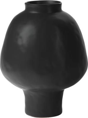 Vase design en céramique noire fait main Saki