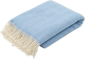 Plaid laine bleu clair à franges Tirol-Mona