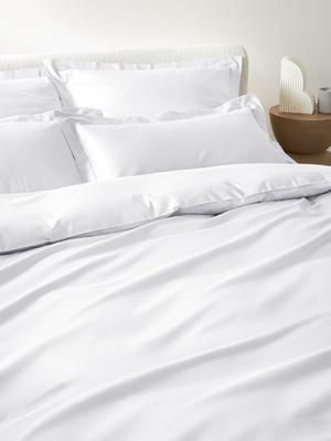 Satin-Bettdeckenbezug Premium aus Baumwolle in Weiß