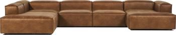 Canapé lounge modulable cuir recyclé brun Lennon