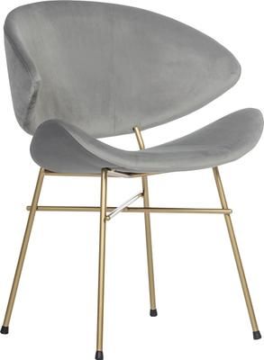 Sedia imbottita in velour idrorepellente grigio chiaro Cheri