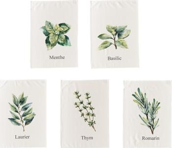 Set 5 stofinacci con motivo erbe Aroma