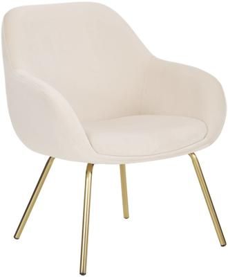 Fauteuil cocktail velours blanc crème Jana