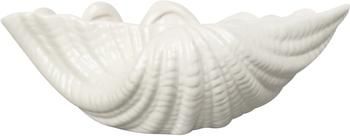 Schaal Shell van dolomiet in wit, B 24 cm