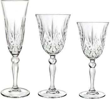 Set de copas de vino de cristal con relive Melodia, 6 comensales (18 pzas.)
