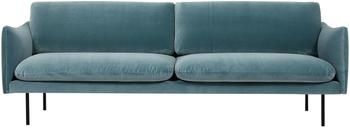 Sofa z aksamitu z metalowymi nogami Moby (3-osobowa)