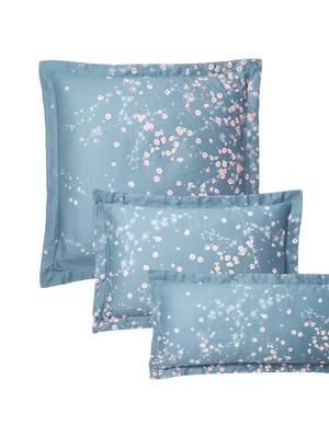 Taie d'oreiller satin de coton bleu marine Sakura