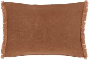 Housse de coussin lin caramel à franges Luana