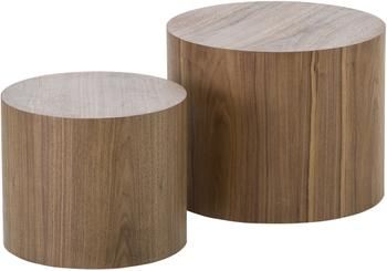 Table d'appoint ronde en bois brun foncé Dan, 2 élém.