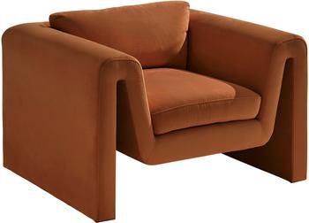 Fluwelen lounge fauteuil Mika in bruin