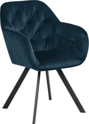 Chaise pivotante velours bleu foncé Lucie