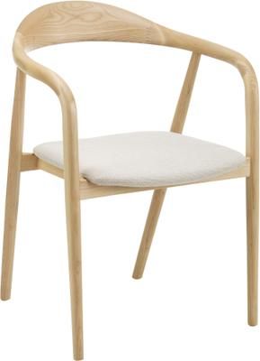 Krzesło z podłokietnikami z drewna z tapicerowanym siedziskiem Angelina