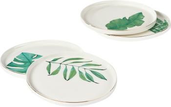 Fine Bone China Frühstücksteller Timba mit tropischem Design, 4er-Set