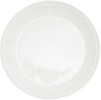 Handgemachte Frühstücksteller Alice in Weiß mit Reliefdesign, 2 Stück