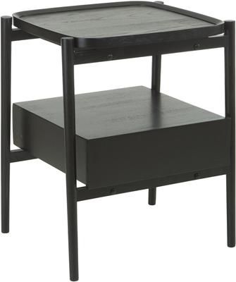 Comodino in legno di quercia nero con cassetto Libby