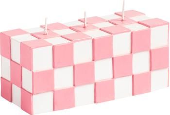 Bougie à trois mèches effet carrelage rose Tile