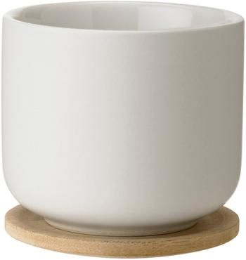 Mug blanc avec couvercle/sous-verre Theo