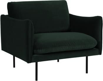 Samt-Sessel Moby in Dunkelgrün mit Metall-Füßen
