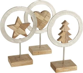 Decoratieve figuren Cyresta van hout H 27 cm, 3 stuks