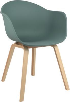 Kunststoffen armstoel Claire met houten poten