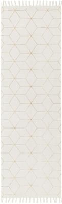 Tapis d'entrée beige doré tissé à plat Klara