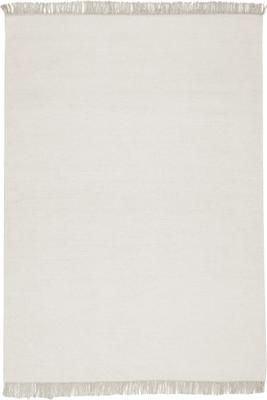 Handgewebter Kelimteppich Rainbow in Offwhite mit Fransen