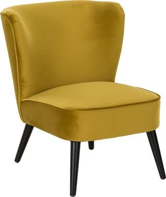 Fauteuil cocktail vintage en velours jaune Robine