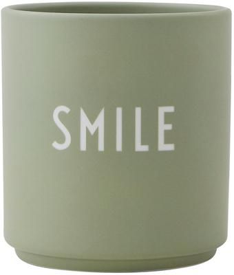 Design Becher Favourite SMILE in Mint mit Schriftzug