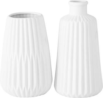 Set 2 vasi decorativi con superficie strutturata bianca Esko