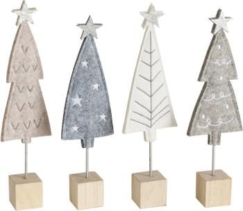 Decoratieve boompjes Refina van vilt H 21 cm, 4 stuks
