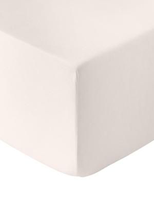 Drap-housse sommier tapissier en flanelle beige Biba