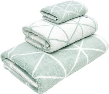 Set 3 asciugamani reversibili con motivo grafico Elina