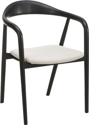 Houten fauteuil Angelina met zitkussen in zwart