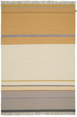 Wollteppich Metallum in Beige/Gelb mit Fransen, handgewebt
