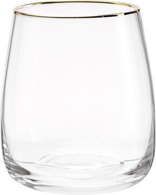Bicchiere acqua in vetro soffiato con bordo dorato Ellery 4 pz