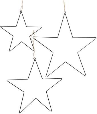 Ster hangers Elvira in zilverkleur, 3 stuks