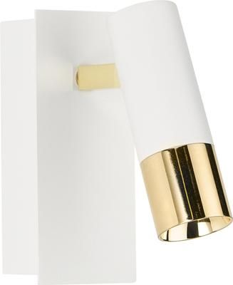 Verstelbare LED wandspot Bobby in wit-goudkleur