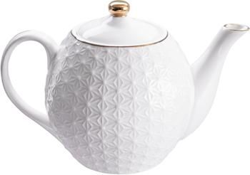 Teiera in porcellana fatta a mano con struttura color bianco/oro Nippon, 1,3 L