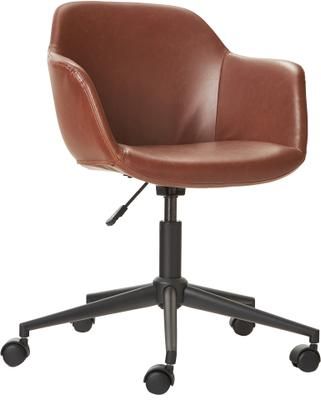 Chaise de bureau cuir synthétique brun, assise étroite Fiji